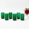 Emerald Green Hobnail Glasses (Set of 6)