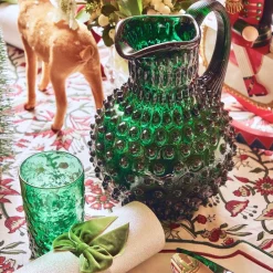 Emerald Green Hobnail Glasses (Set of 6)
