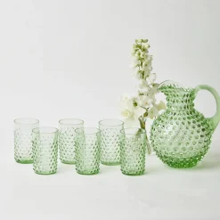 Emerald Hobnail Glasses & Jug Set