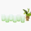 Emerald Hobnail Glasses (Set of 6)