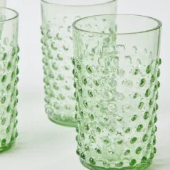 Emerald Hobnail Glasses (Set of 6)