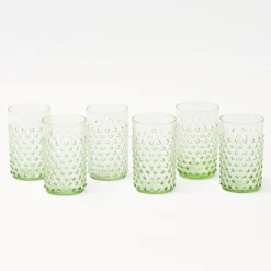 Emerald Hobnail Glasses (Set of 6)