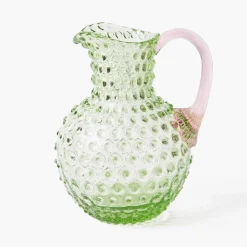 Emerald Hobnail Jug & Rose Handle