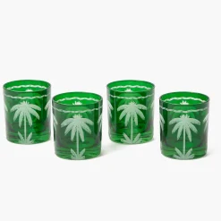 Emerald Palm Tree Glasses (Set of 4)