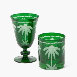 Emerald Palm Tree Glasses (Set of 4)