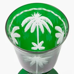Emerald Palm Tree Wine Glasses (Set of 4)