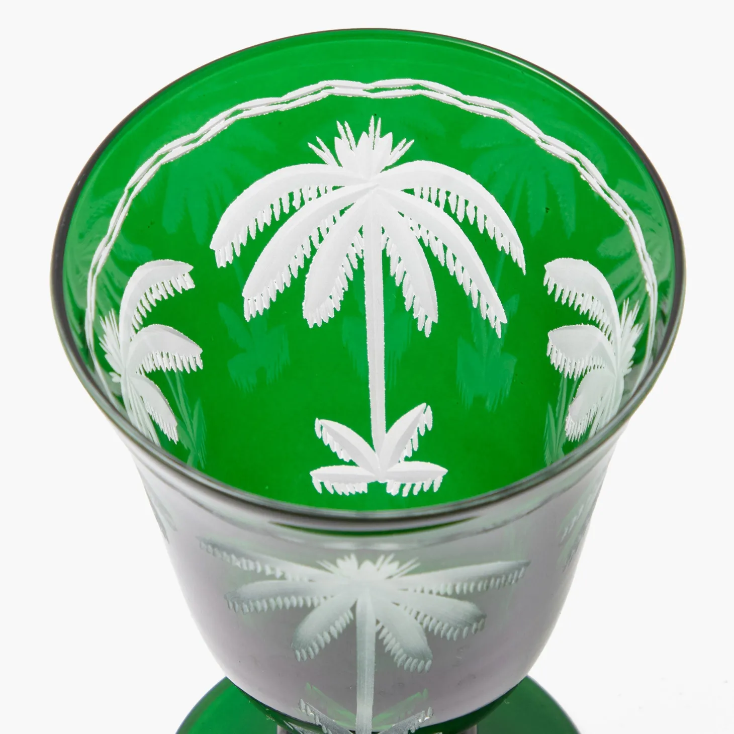 Emerald Palm Tree Wine Glasses (Set of 4)