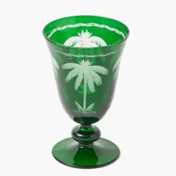 Emerald Palm Tree Wine Glasses (Set of 4)