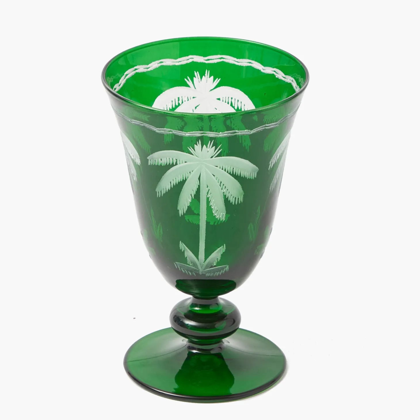 Emerald Palm Tree Wine Glasses (Set of 4)