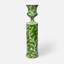 Emmeline Green Floral Urn & Pedestal