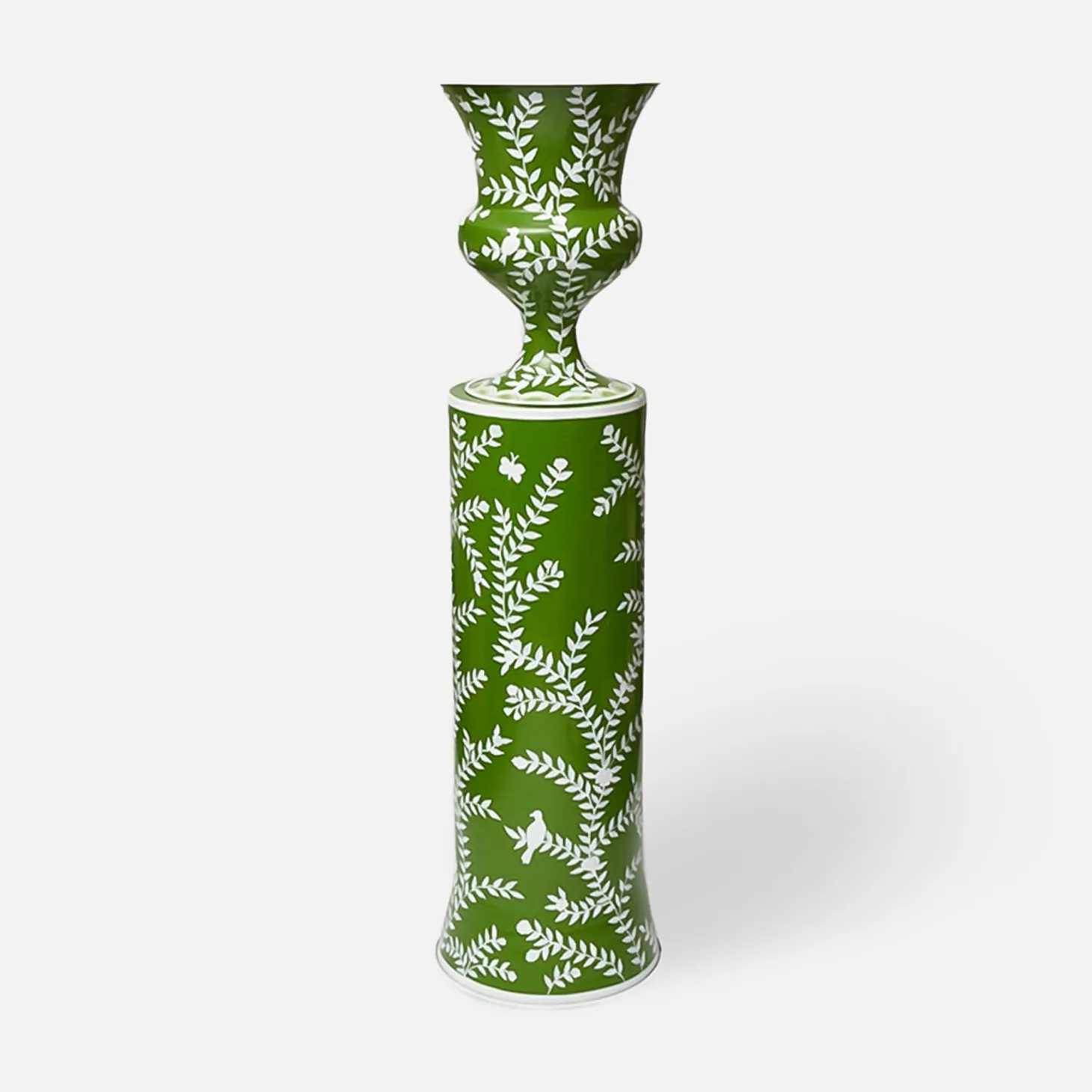 Emmeline Green Floral Urn & Pedestal