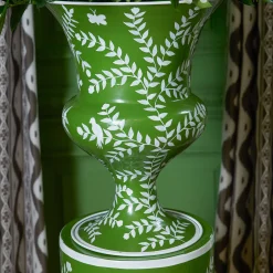 Emmeline Green Floral Urn & Pedestal