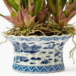 Faux Dancing Lady Orchid in Chinoiserie Planter