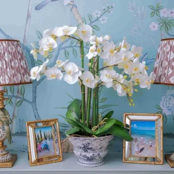Faux Orchid in Chinoiserie Planter