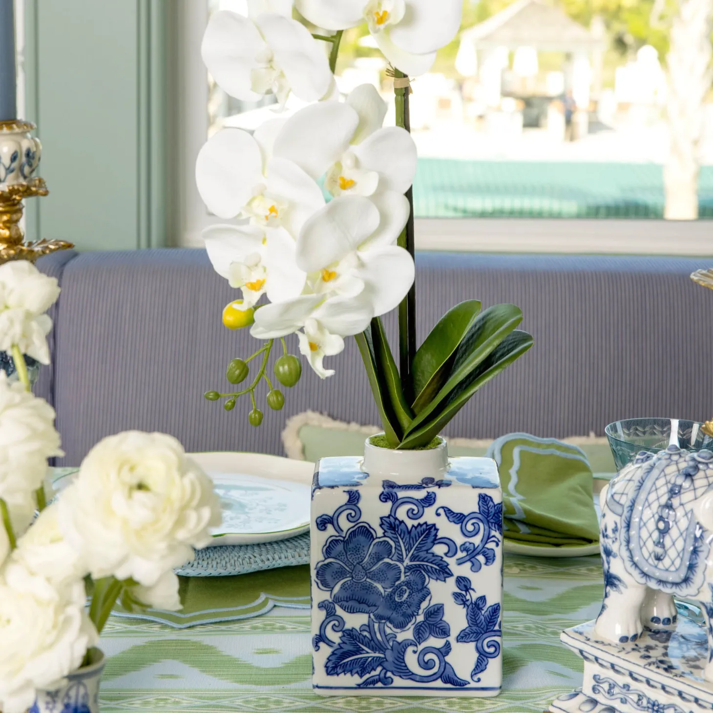 Faux Orchid in Chinoiserie Vase