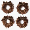 Feather Wreath with Chocolate Velvet Bows (Set of 4)