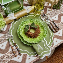 Feather Wreaths with Forest Green Velvet Bows (Set of 4)