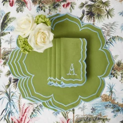 Fleur Green Placemats & Napkins (Set of 4)