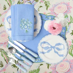 Floral Periwinkle Linen Placemats (Set of 4)