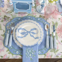 Floral Periwinkle Linen Placemats (Set of 4)