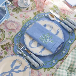 Floral Periwinkle Linen Placemats (Set of 4)