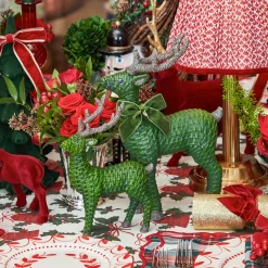 Forest Green Rattan Reindeer (Pair) - 30cm