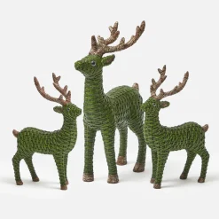 Forest Green Rattan Reindeer Family
