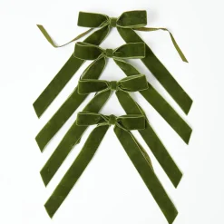 Forest Green Velvet Bow (Set of 4) - 20cm