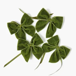 Forest Green Velvet Napkin Bows (Set of 4)