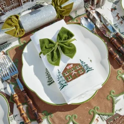 Forest Green Velvet Napkin Bows (Set of 4)