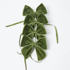 Forest Green Velvet Napkin Bows (Set of 4)