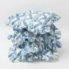Frilled Blue Ikat Seat Pad Cushions (Set of 4)