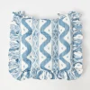 Frilled Blue Ikat Seat Pad Cushion
