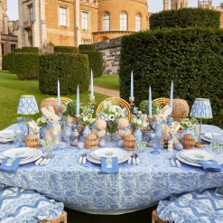 Frilled Blue Ikat Seat Pad Cushion
