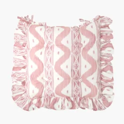Frilled Pink Ikat Seat Pad Cushion