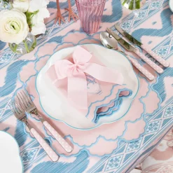 Frilled Pink Ikat Seat Pad Cushion