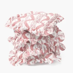 Frilled Pink Ikat Seat Pad Cushion