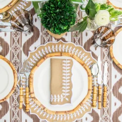 Geometric Bamboo Dinner & Starter Plates (Set of 8)