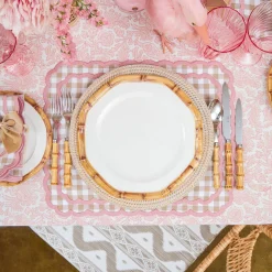 Geometric Bamboo Dinner & Starter Plates (Set of 8)