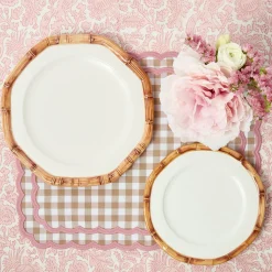 Geometric Bamboo Dinner & Starter Plates (Set of 8)