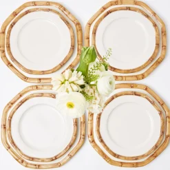 Geometric Bamboo Dinner & Starter Plates (Set of 8)