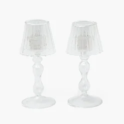 Glass Lantern Tea Light Holder (Pair) - 18cm