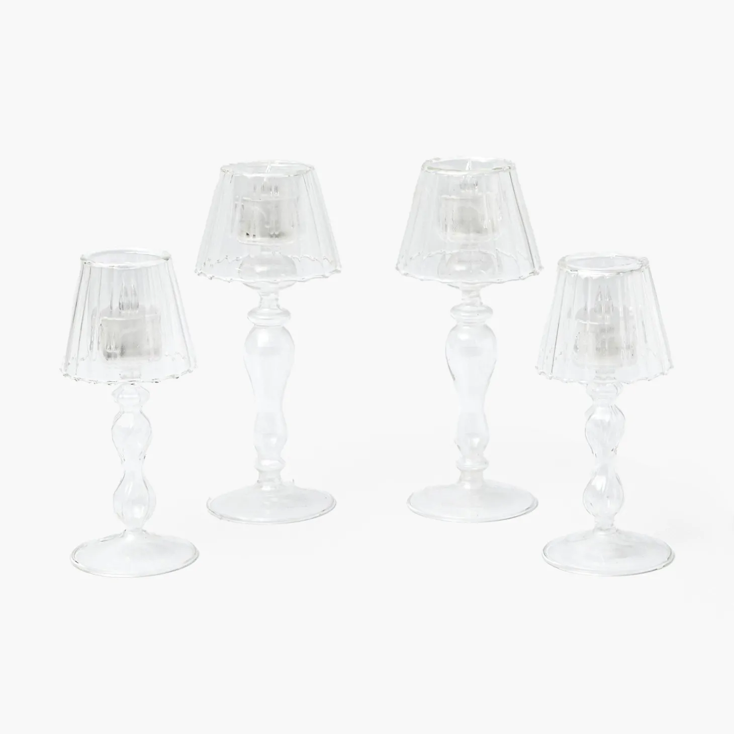 Glass Lantern Tea Light Holder Set