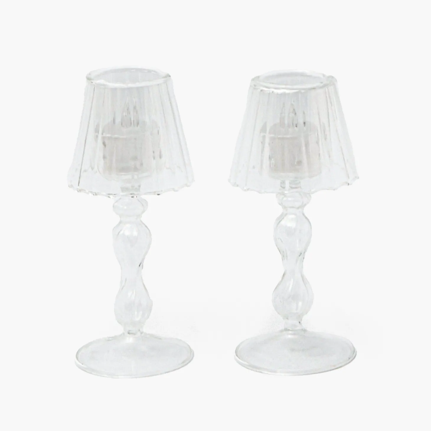 Glass Lantern Tea Light Holder Set