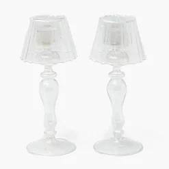 Glass Lantern Tea Light Holder Set