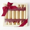 Gold Crackers With Red Velvet Bows (Set of 6)