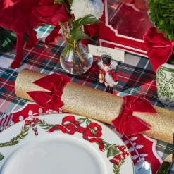 Gold Crackers With Red Velvet Bows (Set of 6)