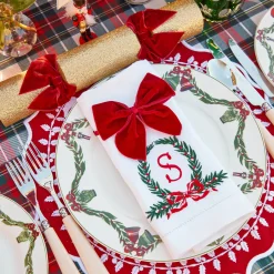 Gold Crackers With Red Velvet Bows (Set of 6)