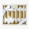 Gold Glitter Crackers with White Velvet Bows (Set of 6)