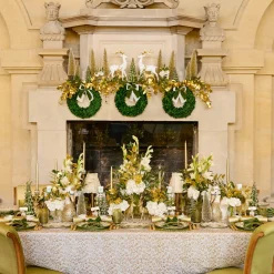Gold Glitter Crackers with White Velvet Bows (Set of 6)